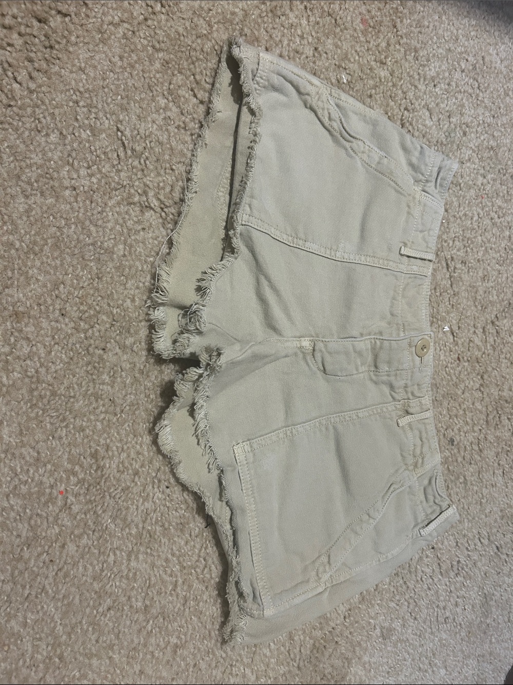 American Eagle Outfitters Cream Frayed Hem Denim Shorts